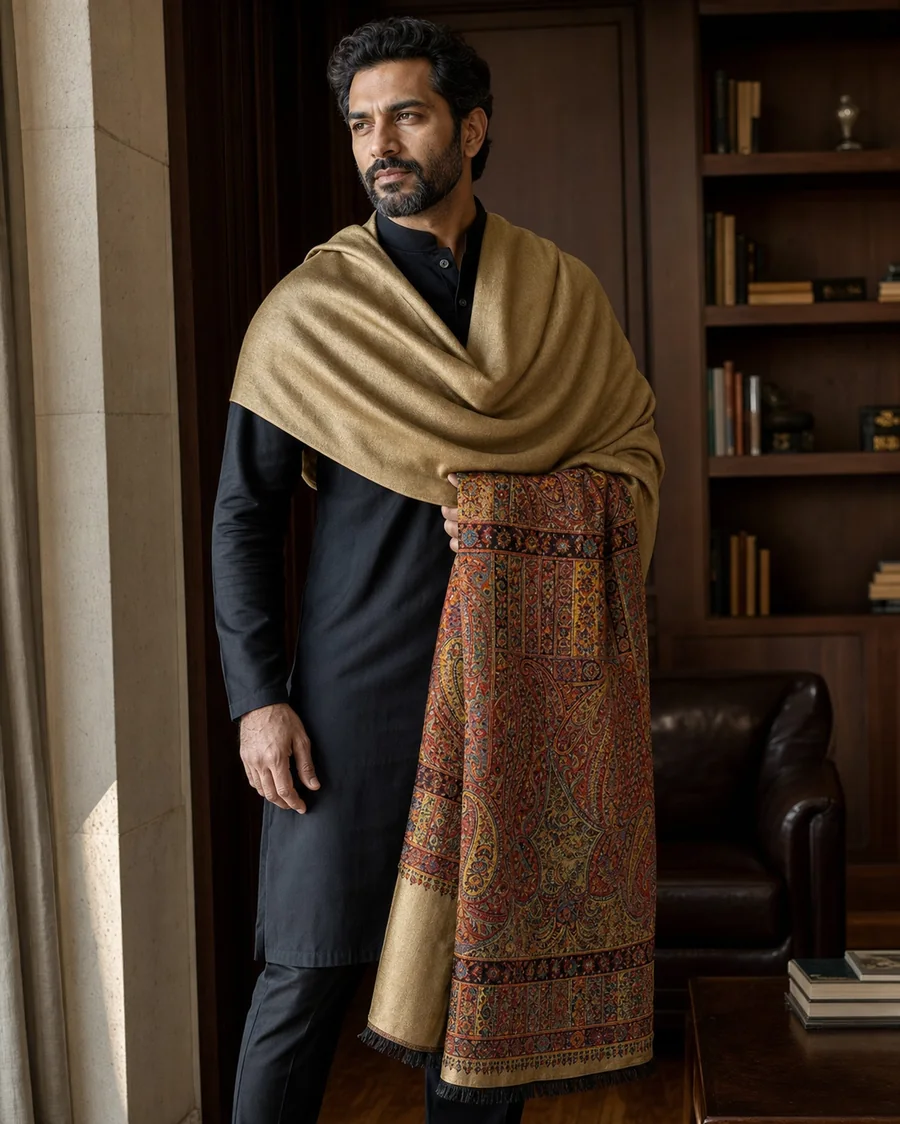 Men’s Pashmira shawl styling
