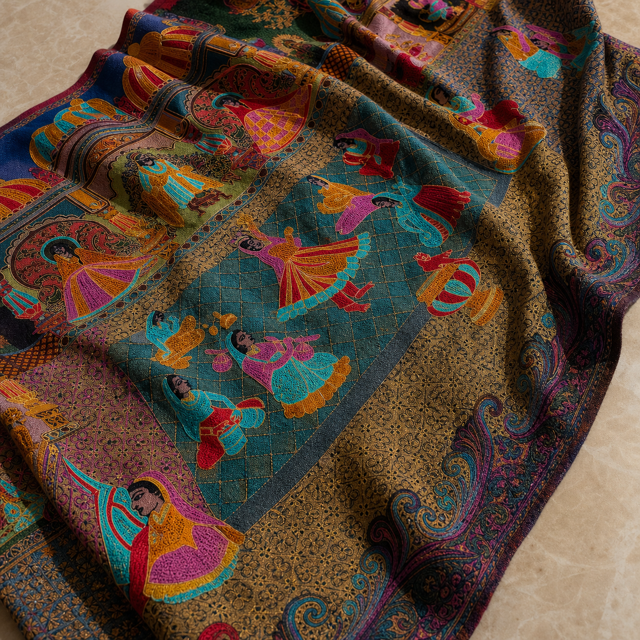 Katha Multicolour Panel Shawl gallery image 4