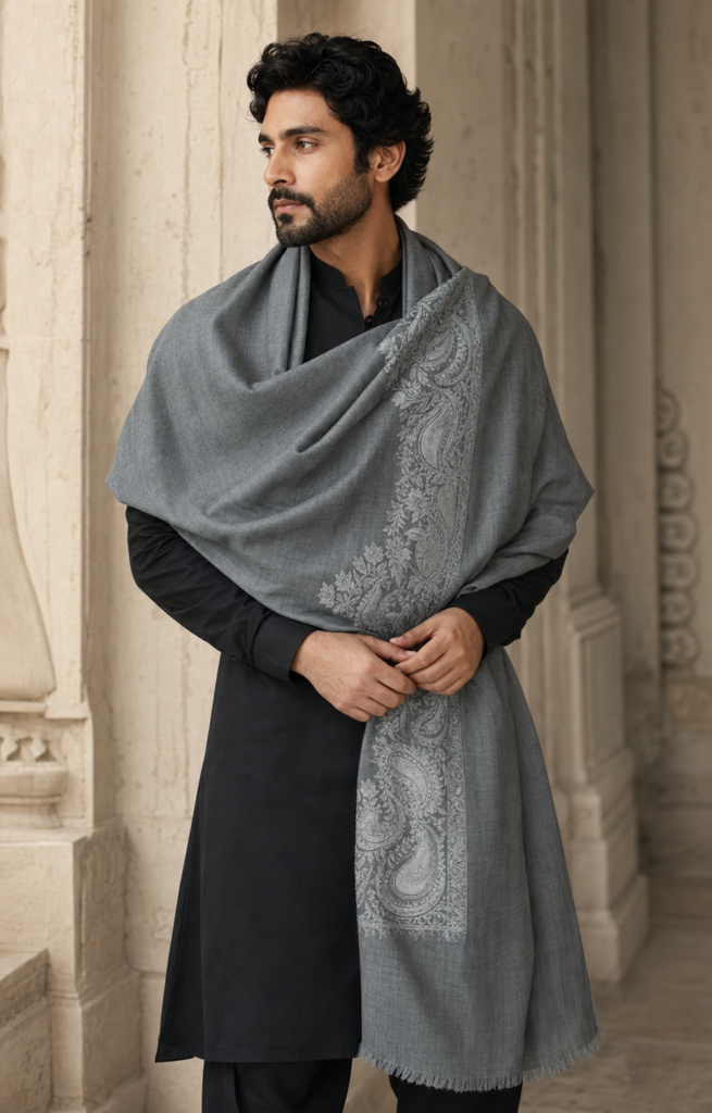 Slate Tonal Paisley Shawl featured image