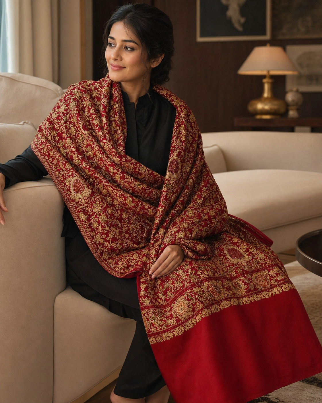 Surkh Gold Accent Shawl hover image